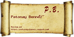 Patonay Bennó névjegykártya